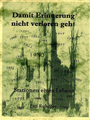 cover image of Damit Erinnerung nicht verloren geht